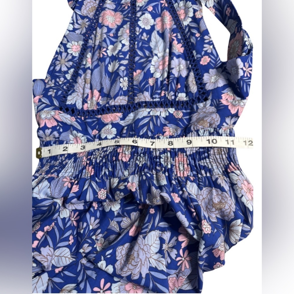 Abel the Label Bluebell Floral Halter Tie Back Full Skirt Maxi Dress - Picture 8 of 15